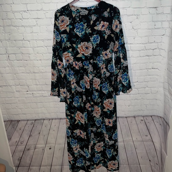 As U Wish Multicolor long long sleeve flower dress size L - Picture 9 of 11